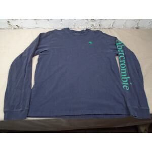 Abercrombie & Fitch Muscle T Shirt Navy Blue Long Sleeve Moose Mens Size XXL